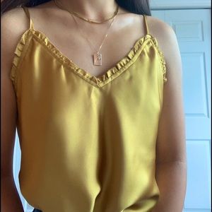 Gold Satin Ruffle Camisole